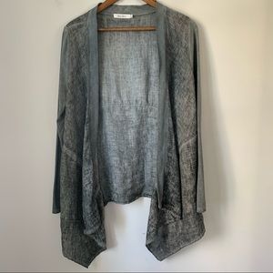 Beau Jours Open Front Linen Blend Top Womens Size Medium